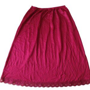 Vintage 60s Denna Nylon Half Slip XS Red Burgundy Lace Hemline Glam Pin up USA